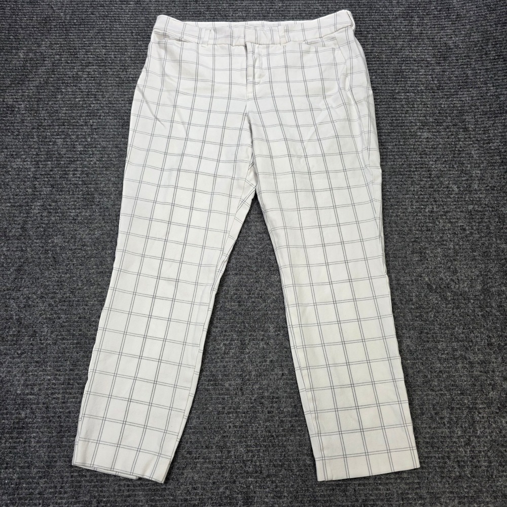Old Navy High-Rise Pixie Skinny Pants Women's Size 10 White Windowpane Plaid